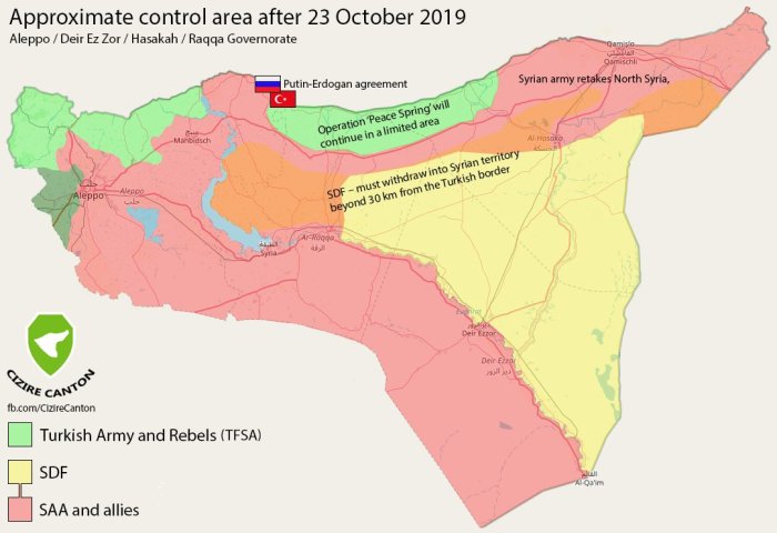Map of Russia Turkey agreement